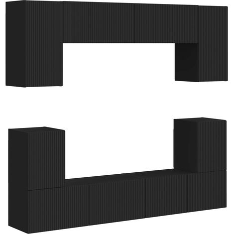 Maison Exclusive - Ensemble meuble TV Montage mural 5 pcs Noir Bois d'ingénierie