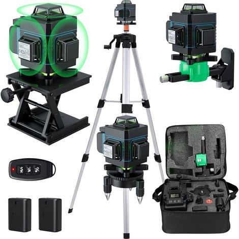 Ej.Life Niveau laser 360, 4D 16 lignes Niveau laser 3° Outil de mise à niveau avec fonction de nivellement automatique avec trépied réglable (1/5)