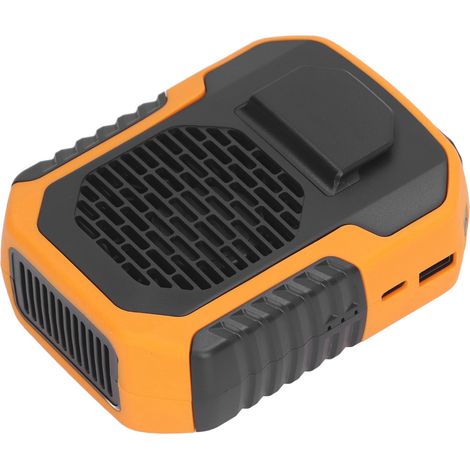 Mini ventilateur de taille avec cordon, chargement USB, 6000 mAh, 5 V CC, 2 A, 3 vitesses, clip de ceinture portable, pour les travailleurs, orange (1/5)
