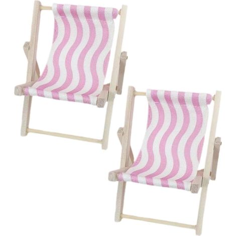 Support pour Téléphone Portable en Bois 2pcs Modèle Chaise de Plage Adorable pour Décoration de Bureau et Diffusion (1/5)