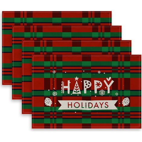Lot de 4 sets de table rouges de Noël pour les fêtes/réceptions/événements en extérieur (1/5)