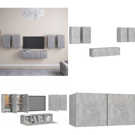 6-tlg. TV-Schrank-Set Betongrau Holzwerkstoff - TV-Schrank-Set - TV-Schrank-Sets - Home & Living (1/5)