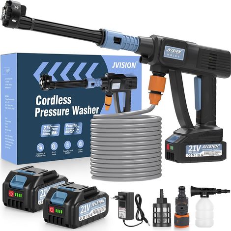 Cordless Pressure Washer with 2 x 4000 mAh Batteries, Portable Pressure Washer with Tap Connection, 6-in-1 for Car, Garden, Patio, Home (1/5)