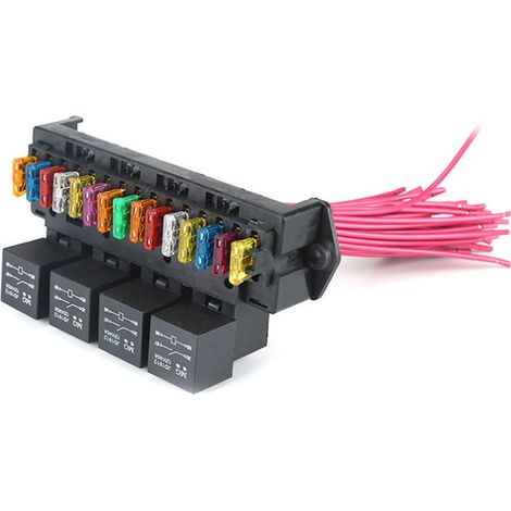 Boîte à fusibles de voiture 12V, boîte à fusibles filaire à 15 voies, boîte de commande principale multi-circuits, porte-fusible en fil de cuivre épais avec relais
