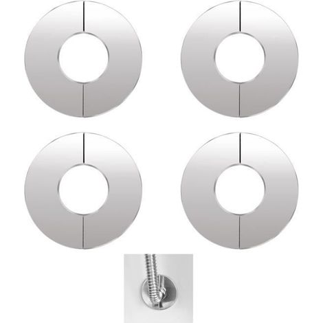 Lot de 4 caches-tuyau de douche en acier inoxydable – Rosaces pour robinet, mitigeur – Salle de bain (1/5)