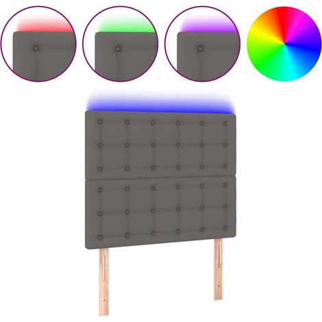 Maison Exclusive - LED Kopfteil Grau 100x5x118/128 cm Kunstleder (1/5)