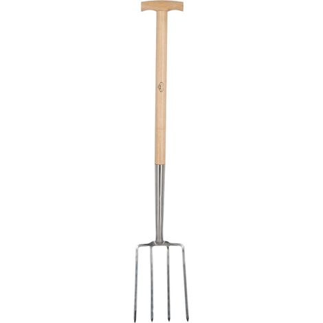 Fourche bêche en acier inoxydable avec poignée ergonomique (1/4)