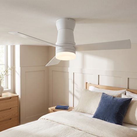 Ventilateur de plafond avec lumière, diamètre 132 cm, 3 températures de couleur, télécommande, 6 vitesses silencieux, moteur réversible, Blanc (1/5)