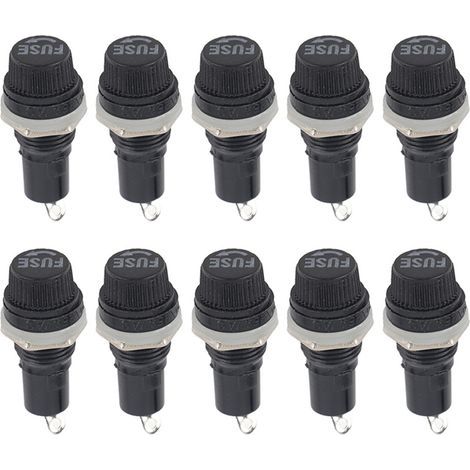 10-Piece Panel Mount Screw Fuse Holder Box for 5 x 20 mm Glass Tube Fuses for Radio (1/5)