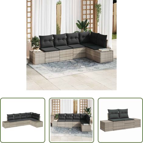 Terrassensofa -  Gartensofa-set 5 pcs Hellgrau Poly-Rattan (1/5)