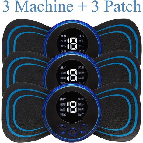 Appareil de massage cervical EMS Mini à impulsions électriques avec écran LCD et 8 modes de massage. Outil de soulagement des douleurs musculaires et de massage corporel portable01095-AquaForge