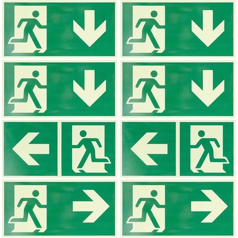 Emergency Exit Signs Photoluminescent Self Adhesive Emergency Exit Sign, Emergency Escape Sign, Arrows for Fire Safety (1/5)