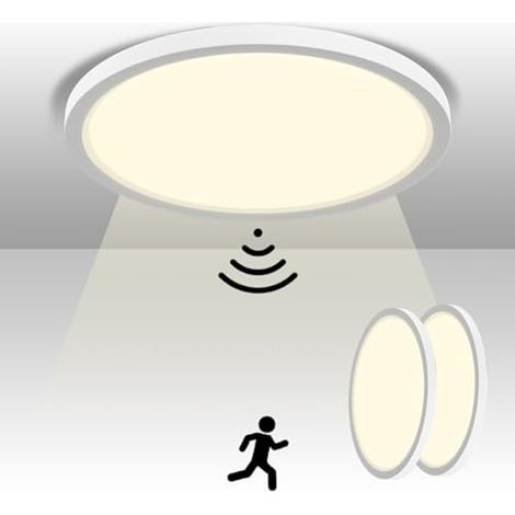 Plafonnier LED Rond Avec Détecteur de Mouvement Intérieur Ø23CM, 20W 4000K - Pour Couloir, Balcon, Cave - 2pc (1/5)