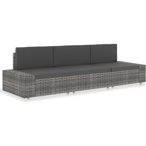 Canapé fixe 3 places sectionnel Canapé de jardin - Canapé relax - Résine tressée Gris BV502662 - BonneVie (1/5)