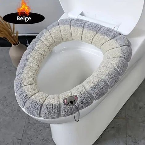 Housse de siège de toilette lavable - Protection de siège de toilette - Anneau de siège de toilette - Couvercle de toilette - Protection de siège de toilette - Anneau de siège de toilette chauffant -  (1/2)