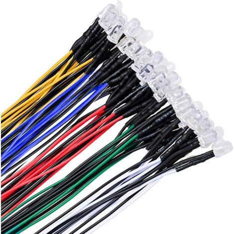 50 Pièces 12V Diodes LED Pre-Wired Round Top Ampoule Lampe, 5mm Diode Ampoule pour Bricolage Voiture Jouets de Bateaux Parties (1/5)