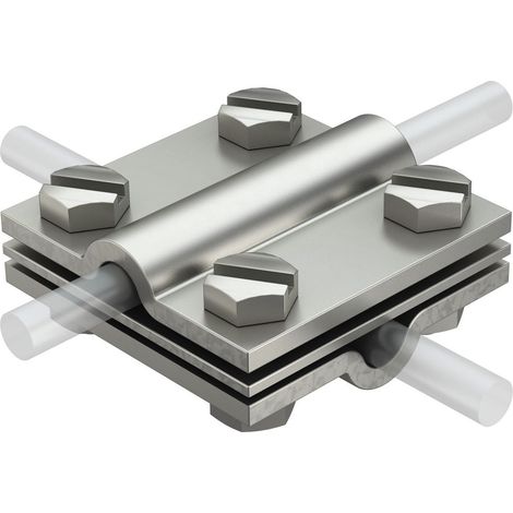 OBO Bettermann Conector de cruz 8-10mm Acero inoxidable, resistente al óxido A4 1.4571, 5312318