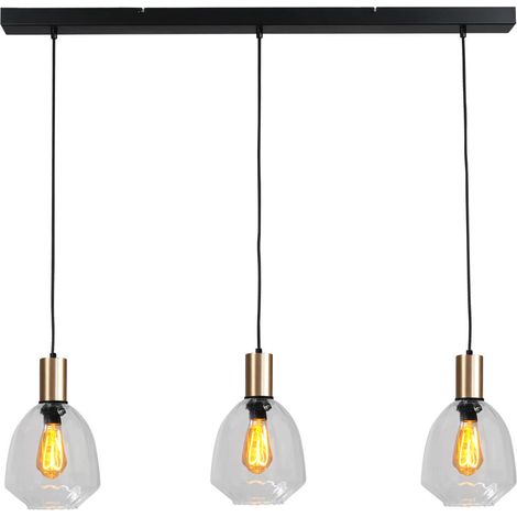 Lampe suspendue 3 lumières - dorée - Porto avec verres transparents Nicolette - 2711-05-02-100-3-12 (1/3)