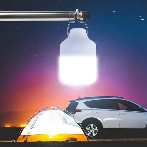 Ampoule LED solaire monocristalline, lampe portable rechargeable par USB, éclairage intérieur et extérieur pour la randonnée, le camping, la pêche et les tentes. (1/5)
