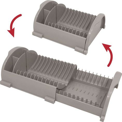 Scolapiatti posate da appoggio retrattile regolabile allungabile salvaspazio slim per cucina in plastica made in Italy - colorigenerali: GRIGIO