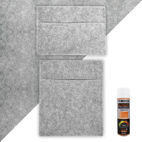 Silver Grey Van Carpet Lining, Storage Pouches & Adhesive Glue (1/5)