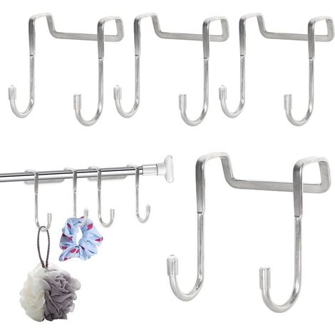 4 Pièces Porte Manteau Crochets de Porte Double, Reversible Crochets, Crochet Mural Cabine de Douche, Sans Perçage, Patère de Porte à Suspendre, pour Cuisine Salle de Bain Salon (1/5)