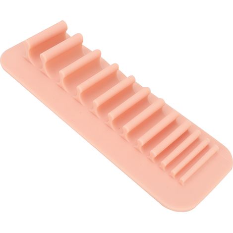 Support mural en silicone souple pour pinceaux de maquillage et brosses à dents (rose) (1/5)