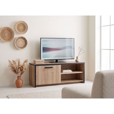 Meuble TV contemporain 126 cm chêne summer Cevoria (1/4)