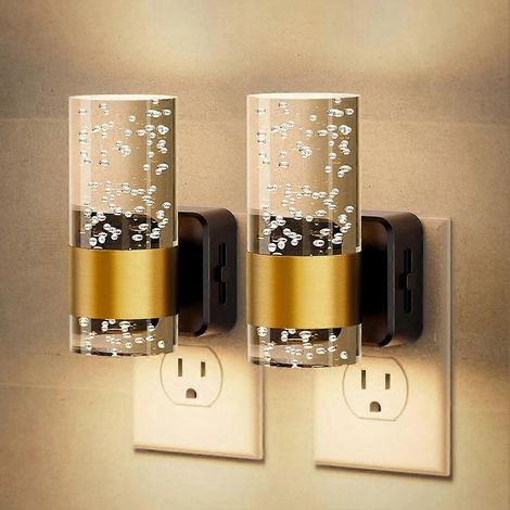Deux veilleuses LED, type à brancher, luminosité réglable, avec capteur de lumière automatique, prise standard américaine.