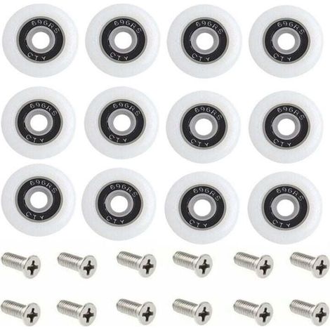 Rodillos de repuesto para mampara de ducha, juego de 1 con tornillos, diámetro 23 mm, diseño Starlight. (1/4)