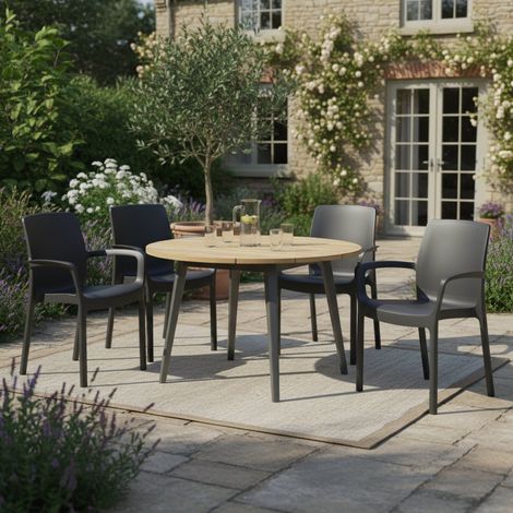 Gartenstuhl Sapps, 4er-Set, stapelbar, Made in Italy, mit Armlehnen, Anthrazit (1/4)