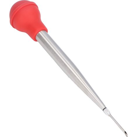 Küchenutensilien – Rote Truthahnspritze aus Edelstahl und Silikon, Marinadenspritzen-Set mit Reinigungsbürste (1/5)