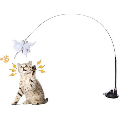Jouets pour chats - speelgoed pour animaux de compagnie - Jouets pour chats - Chats - Jouet interactif pour chats - Avec plumes - Bâton amusant pour chat - Jouets pour chatons avec plumes - Fil d'acie (1/3)