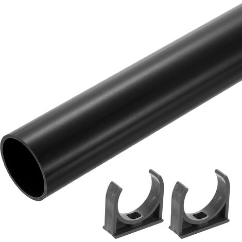 Tube rigide en PVC, 500 mm de longueur, tuyau rond, 36 mm DI 40 mm DE, tubes en plastique avec collier pour aquarium, système de froid à eau, gaine pour câbles, gris foncé (1/5)