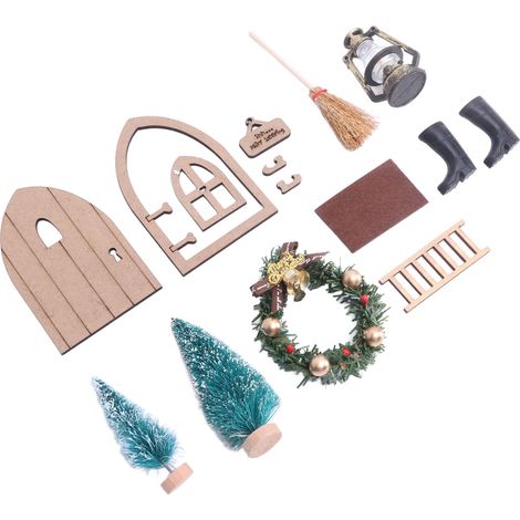 Kit de porte féerique pour maison de poupée - Bois robuste et sûr - Couleurs vives - Haute simulation - Porte de Noël pour maison de poupée à l'échelle 1:12 et 1:6 (à monter soi-même) (1/5)