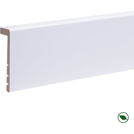 Lot de 6 surplinthes médium (mdf) revêtues blanc satiné 2400 x 130 x 16 mm PEFC 70%