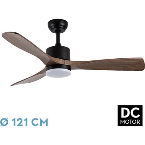 Vantilador Techo 121cm 20W Fabrilamp Azabache Luz Mando Negro Roble (1/3)