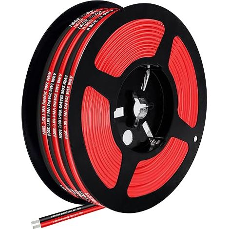 22AWG 0.35mm² 2-Core PVC Cable Red/Black, 10 m Red/Black Tinned Copper Multistrand Cable for LED Strips, Electronics and Low Voltage Circuits 12V/24V (1/5)