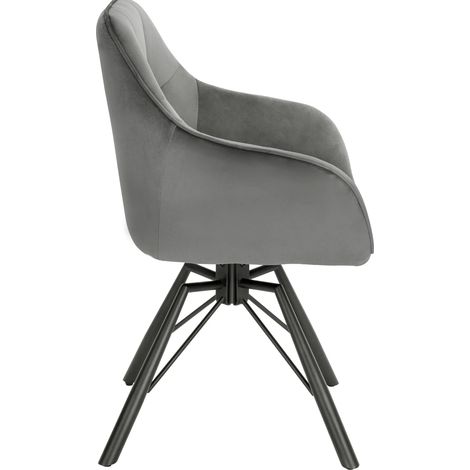 Set di 2 sedie da pranzo girevoli in velluto grigio scuro con braccioli e gambe in metallo MODENUIT (1/5)