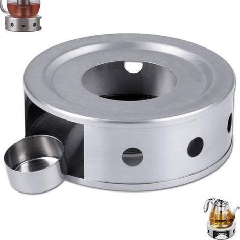 Kaffee /Teewärmer aus Edelstahl Runder Kerzenwärmer Silber 15 cm Kerzenhalter Kerzenhalter für den Außenbereich Tragbare Heizplatte mit Kerzenhal (1/5)