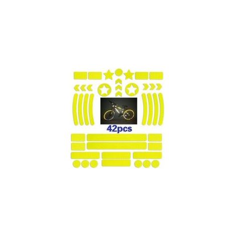 42 Pièces Sticker reflechissant Casque Velo,Bande reflechissante Velo autocollante,Autocollants Réfléchissants pour Vélos,Sticker reflechissant Velo pour Scooter(jaune) (1/5)