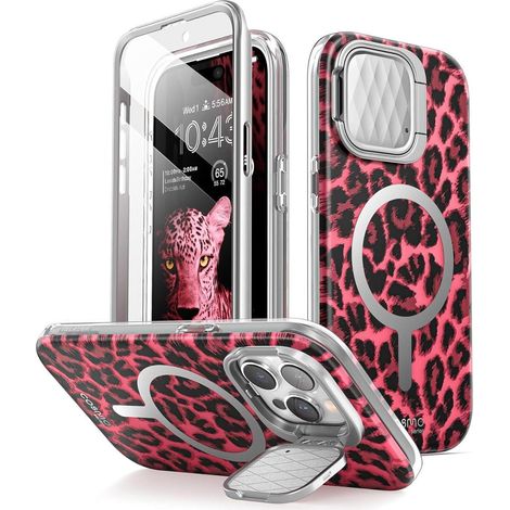 Coque intégrale MagSafe pour iPhone 15 Pro Max avec protection écran et béquille léopard (1/5)