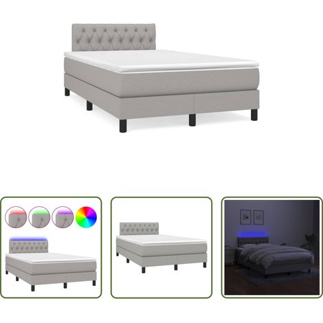 Matelas LED - Sommier à lattes de lit matelas LED gris clair 120x190 cm tissu (1/5)