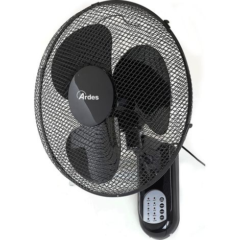 Ventilateur mural avec 3 pales rotatives de 40 cm Télécommande Oscillation automatique Minuterie réglable et 3 vitesses avec design élégant Ventilateur mural noir (1/5)
