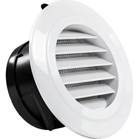 Grille de ventilation ronde en plastique de 100 mm avec moustiquaire, adaptée aux entrées et sorties d'air intérieures et extérieures, blanche. (1/5)