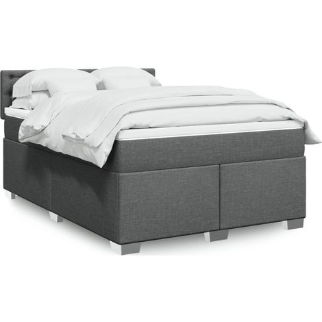 Boxspringbett mit Matratze Dunkelgrau 140x190 cm Stoff