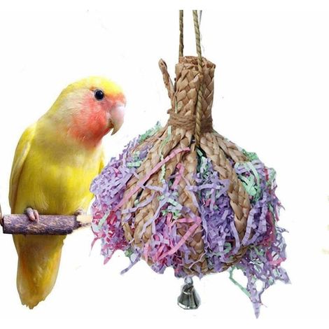 Copeaux de bois avec bandes de papier Jouet à mâcher pour perroquet (1/5)