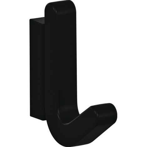 Crochet simple Ser.477 plastique élastique mat (TPU) 90 noir profond H.68mm HEWI