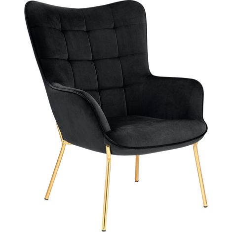 Fauteuils tapissée en velours noir (1/5)