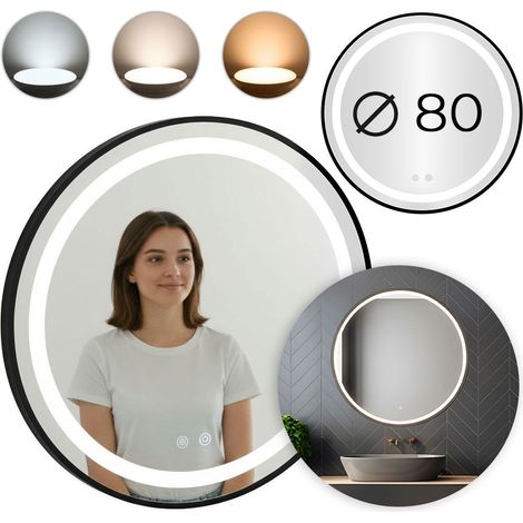 LED Bathroom Mirror, Round 80 cm, Touch Control, 3 Light Colors (1/5)